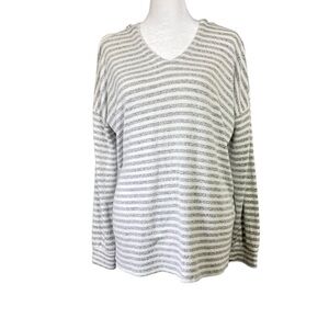 Mesh + Lace women's size Medium hooded lightweight long sleeve striped sweater